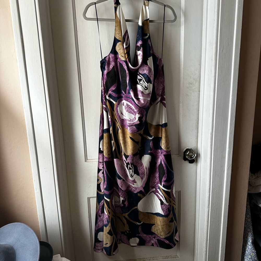 Elegant Floral Halter Dress